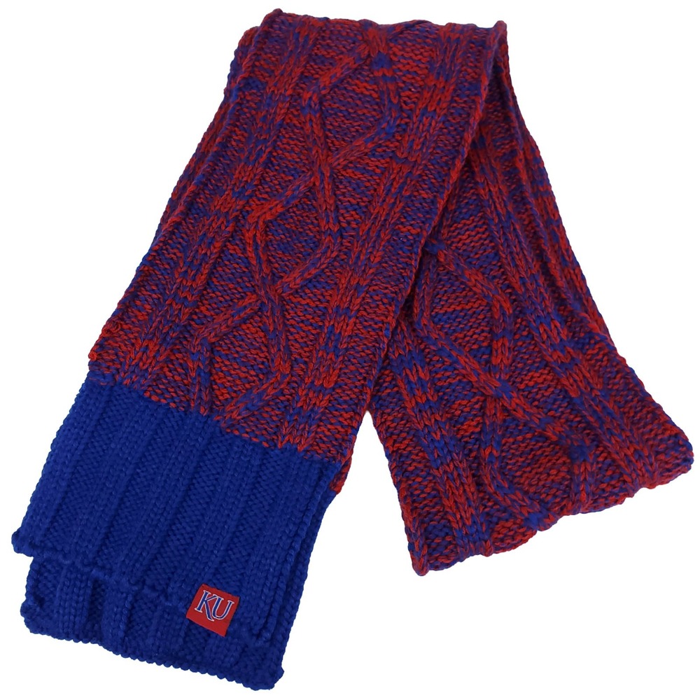 Kansas Jayhawks Adidas NCAA Knit Scarf Woven Label Logo Red Navy New